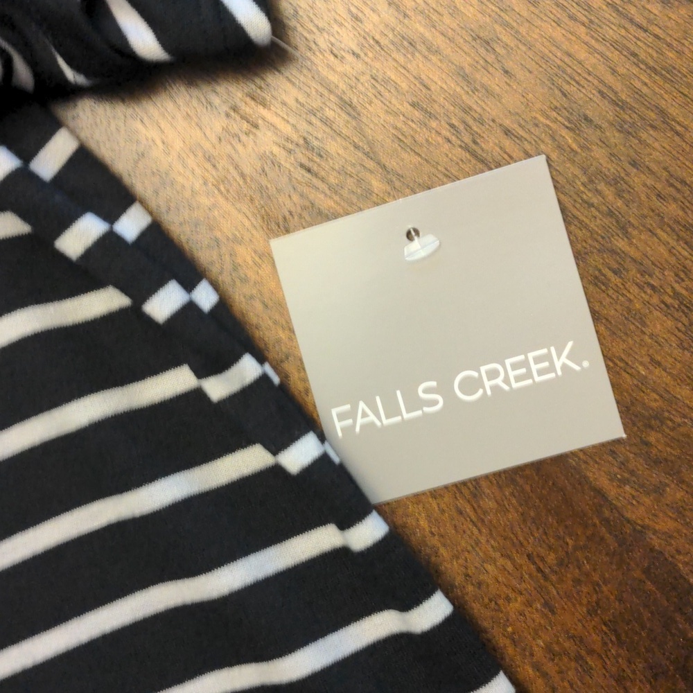 Falls Creek Monochrome Striped Dress Women's Medium White and Black - Picture 3 of 5